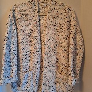 Cozy Multicolor Knit Cardigan. Moon-Madison Brand White Multi Color